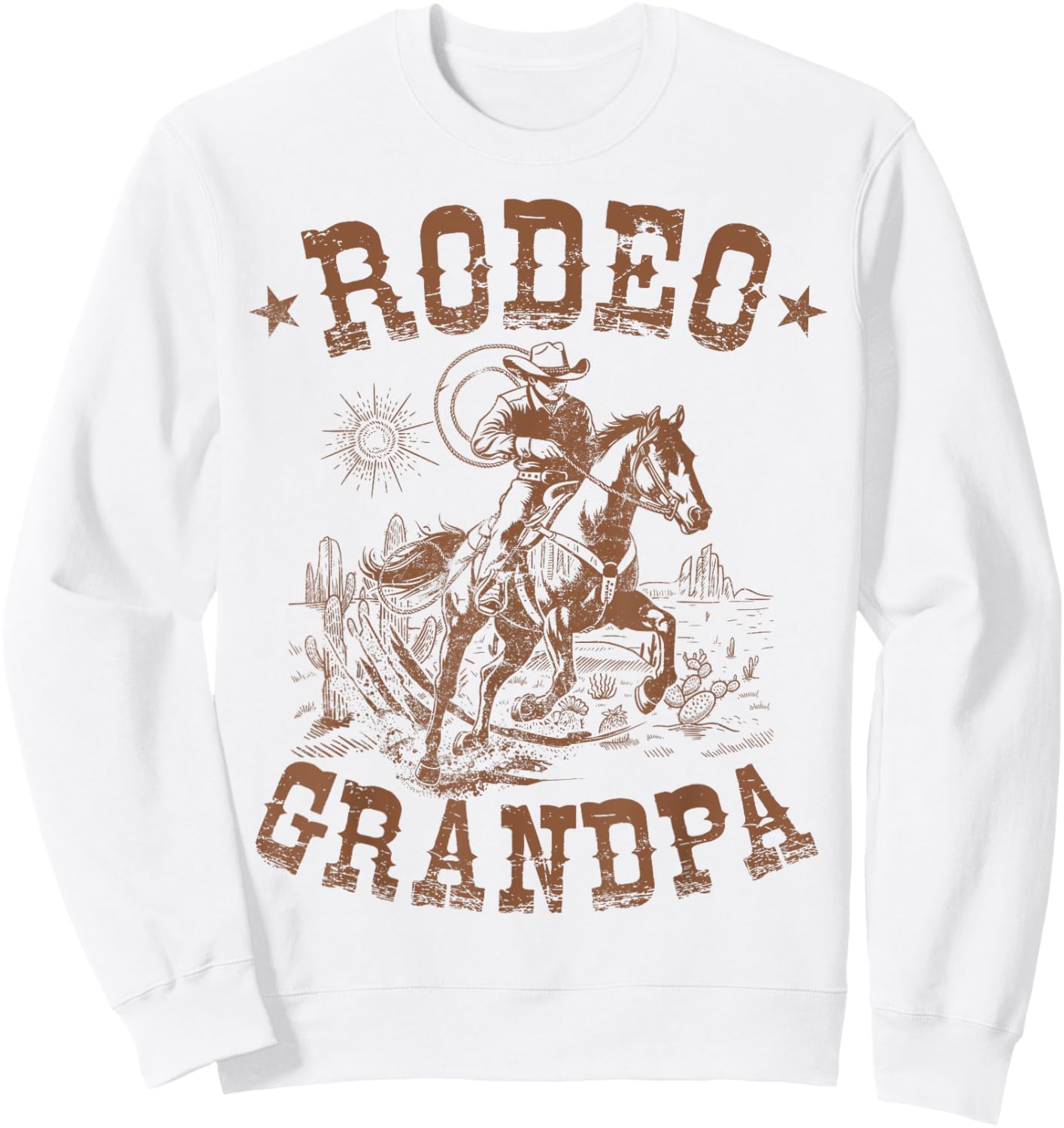 Rodeo Grandpa Western Cowboy Family Matching Father's Day Sweatshirt - Sweatshirt | White