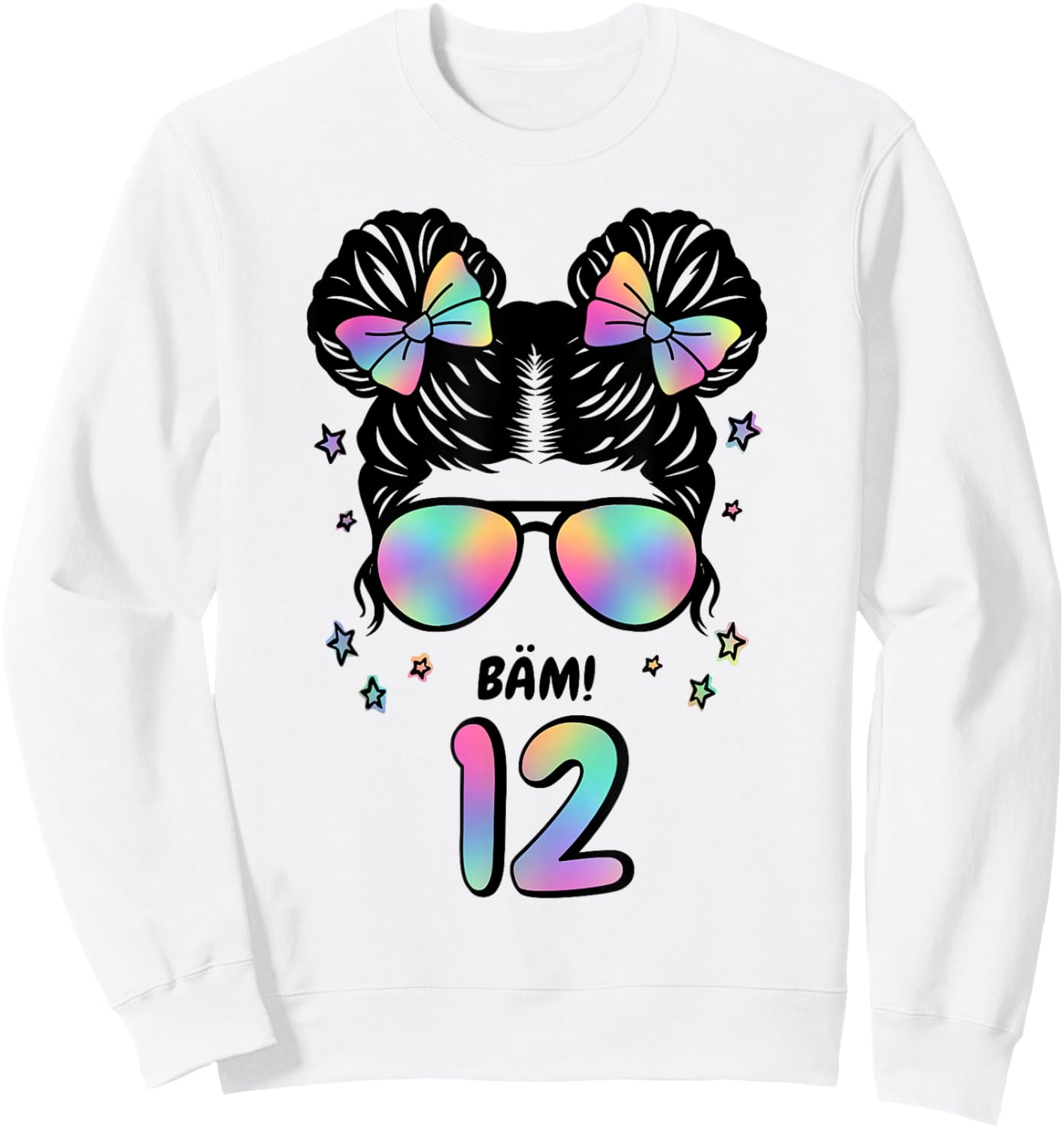 12th Birthday Girl Messy Bun Bäm! 12 Sweatshirt - Sweatshirt | White