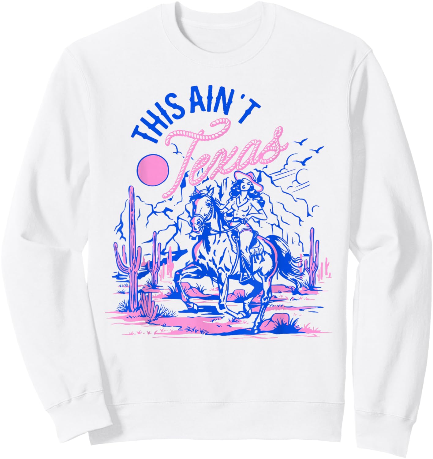This Ain’t Texas Cowgirl Queen Bee Silhouette Texas Holdem Sweatshirt - Sweatshirt | White