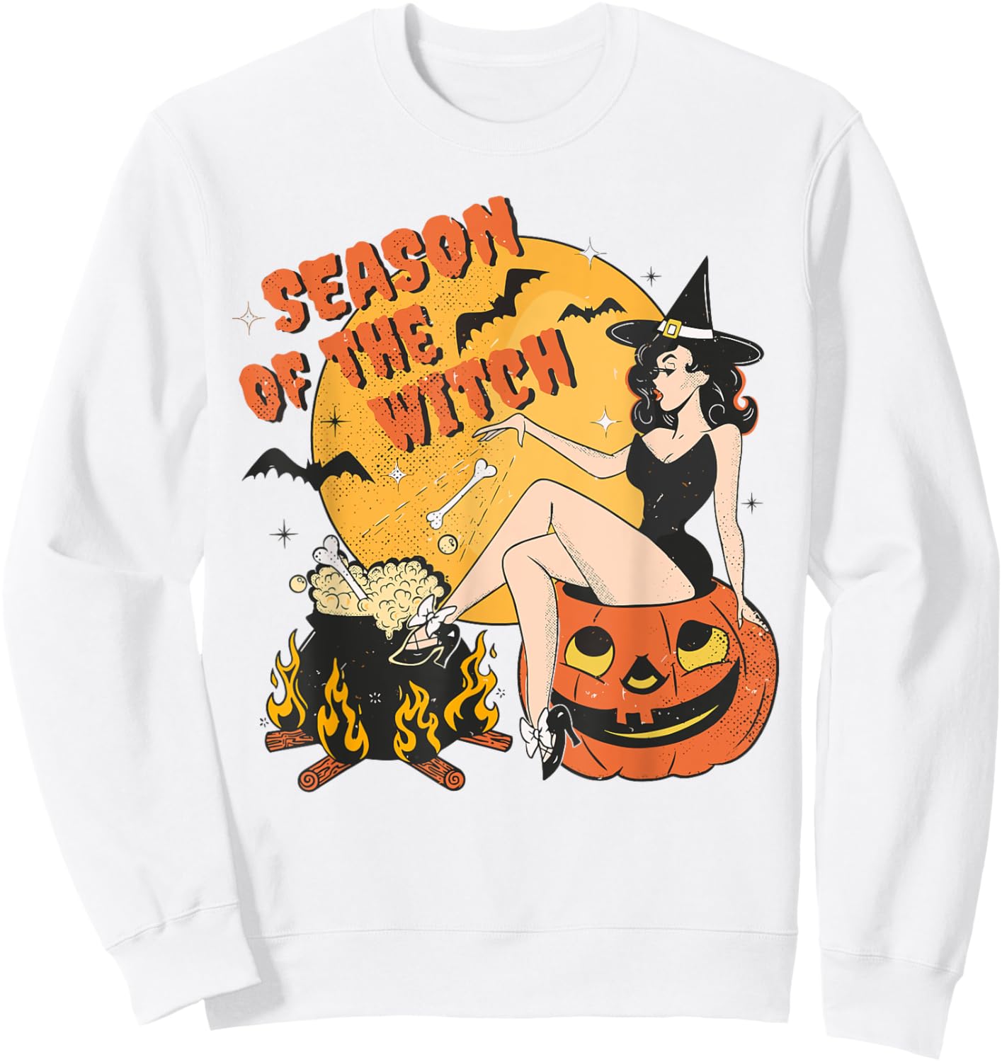 Retro Season of the Witch Halloween Salem Witch Sweatshirt - Sweatshirt | White