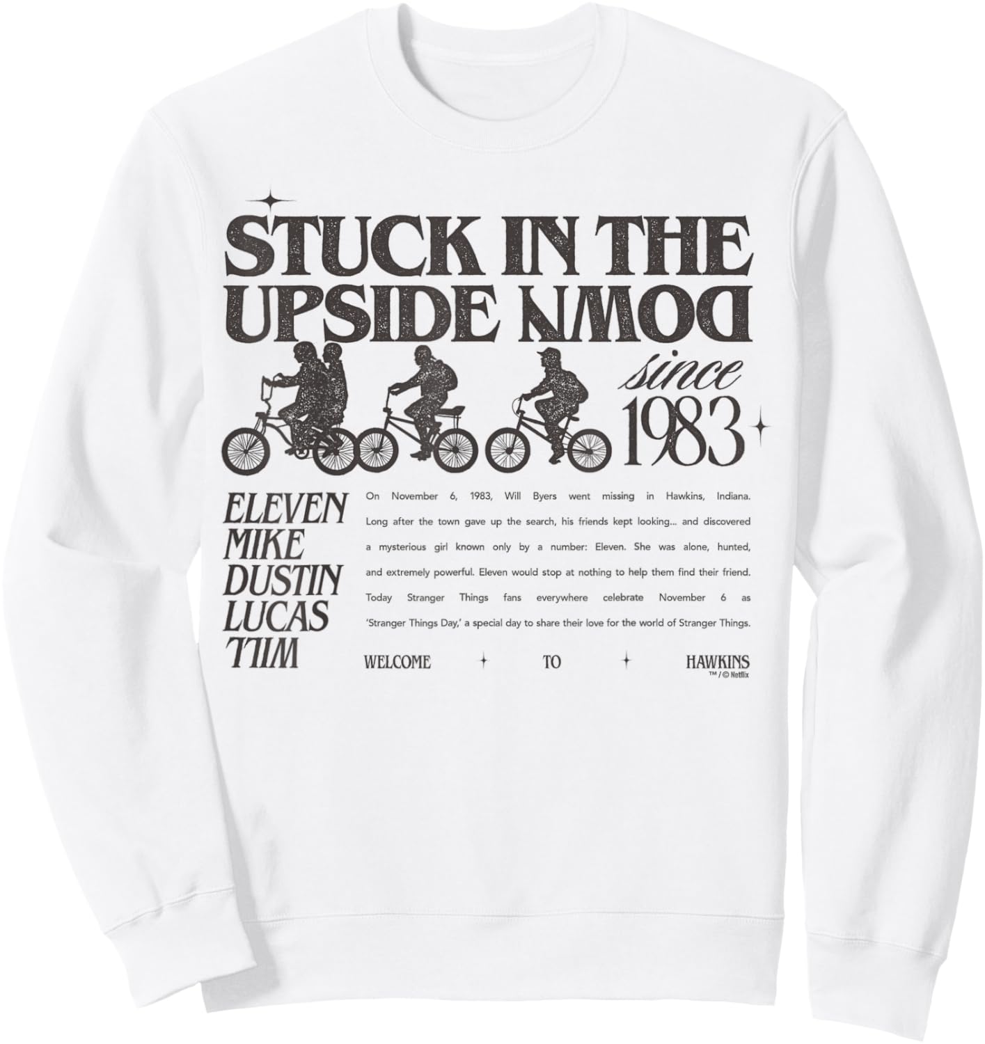Stranger Things Stuck in The Upside Down Officially Licensed Sweatshirt - Sweatshirt | White