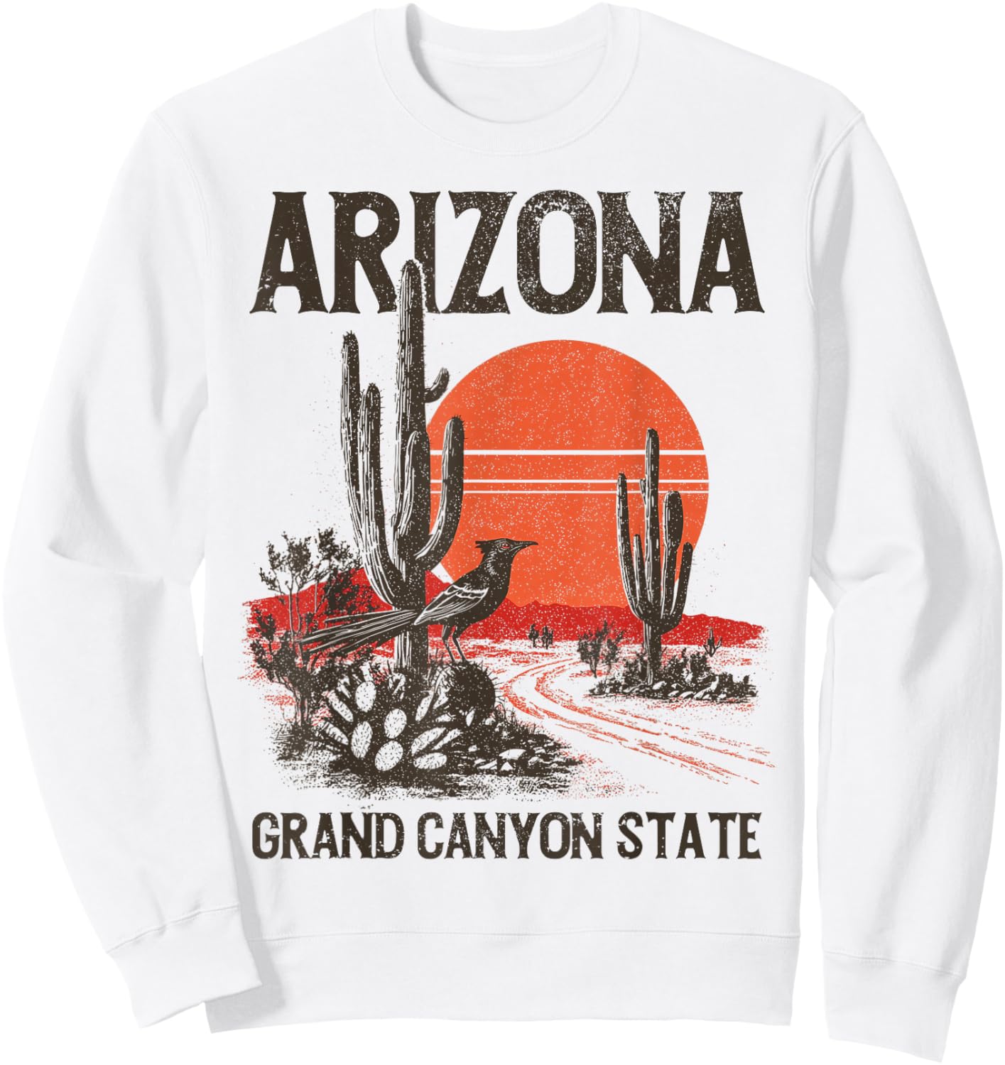 Arizona Grand Canyon State Roadrunner Desert Cactus Vintage Sweatshirt - Sweatshirt | White