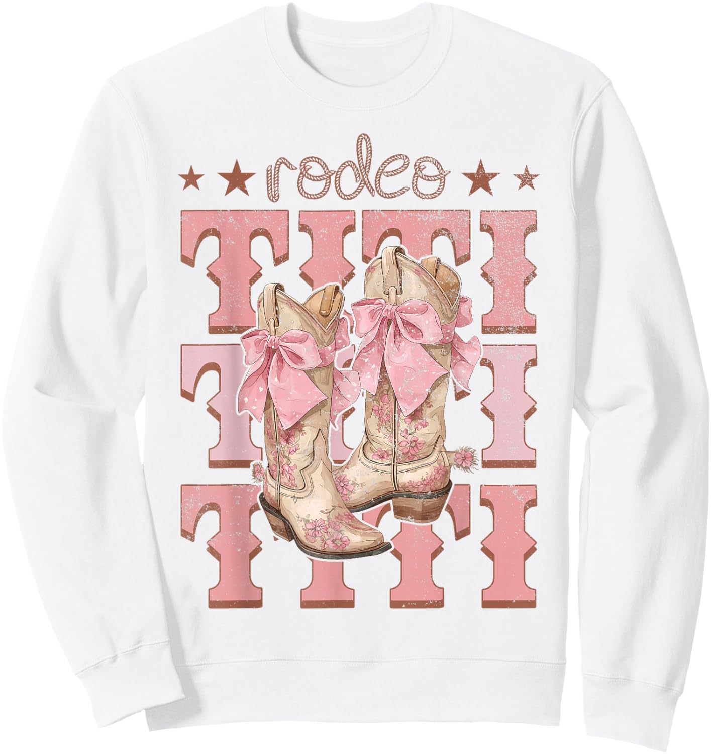Rodeo Titi Pink Boots Coquette Cow-Girl Birthday Party Sweatshirt - Sweatshirt | White