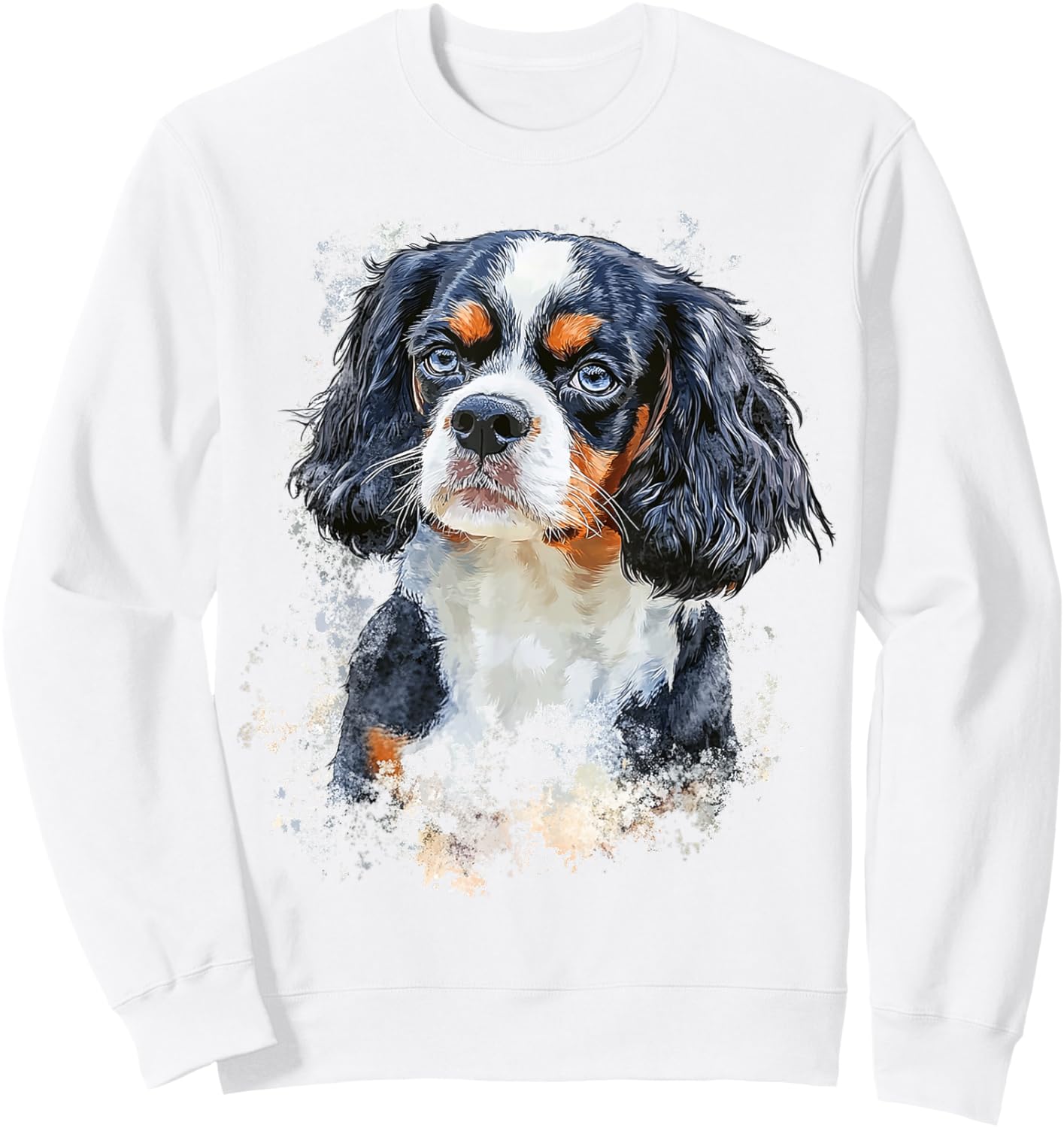 Cavalier King Charles Spaniel Dog Graphic Pet Illustration Sweatshirt - Sweatshirt | White