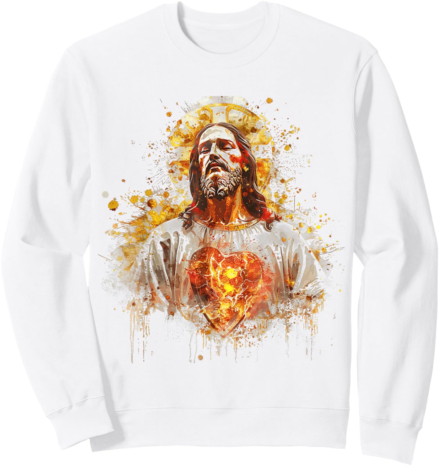 Sacred Heart of Jesus Catholic Devotion Faith Sweatshirt - Sweatshirt | White
