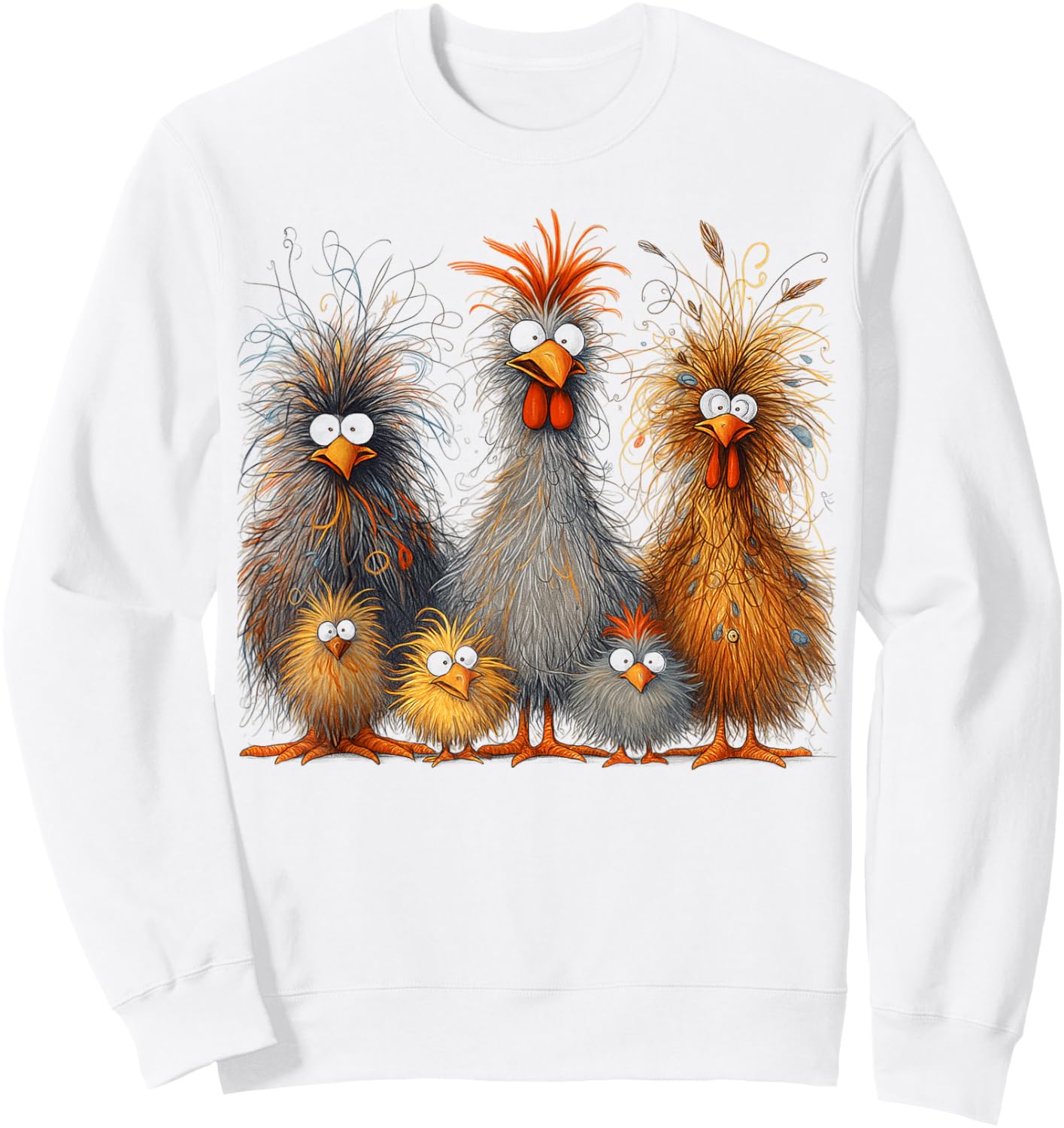 Eagerlys Colorful Funny Chicken Art Men Women Kids Sweatshirt - Sweatshirt | White