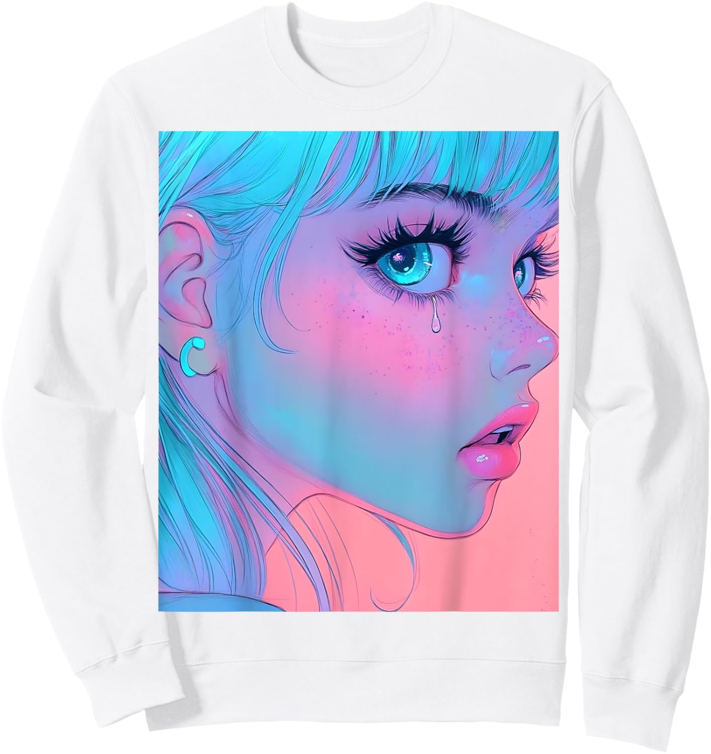Anime Girl Vaporwave Egirl Aesthetic Japanese Otaku Sweatshirt - Sweatshirt | White