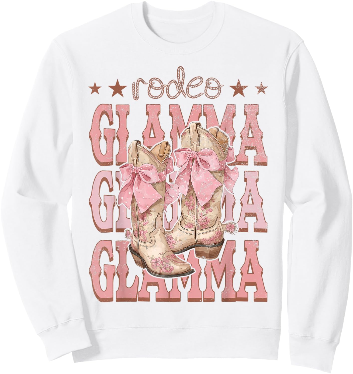 Rodeo Glamma Pink Boots Coquette Cow-Girl Birthday Party Sweatshirt - Sweatshirt | White