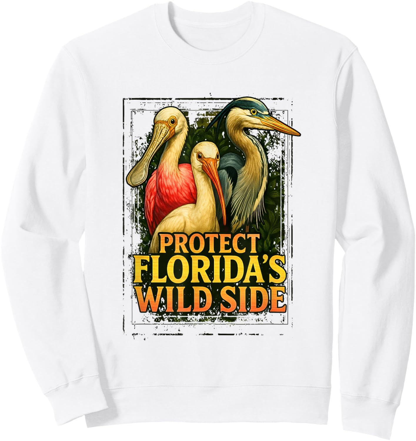 Protect Florida’s Wild Side Native Birds Nature Design Sweatshirt - Sweatshirt | White