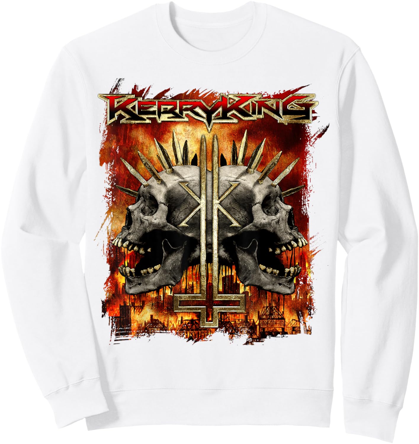 Kerry King – Spikey Double Skull Sweatshirt - Sweatshirt | White