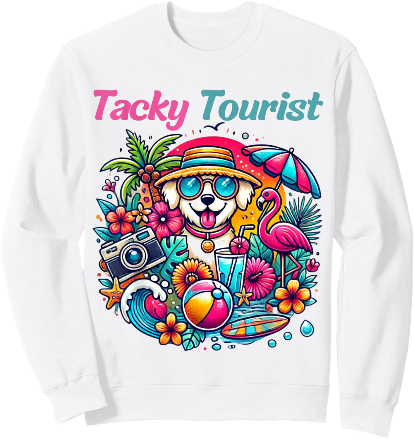Vacay Tacky Tourist Outfit Wacky Cruise Costume Idea Tacky Sweatshirt - Sweatshirt | White