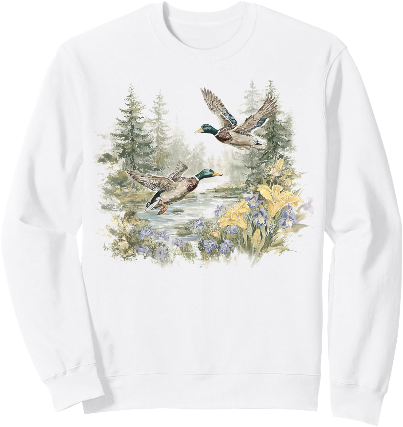 Mallard Duck Hunting Season Hunter Outdoor Vintage Wildlife Sweatshirt - Sweatshirt | White