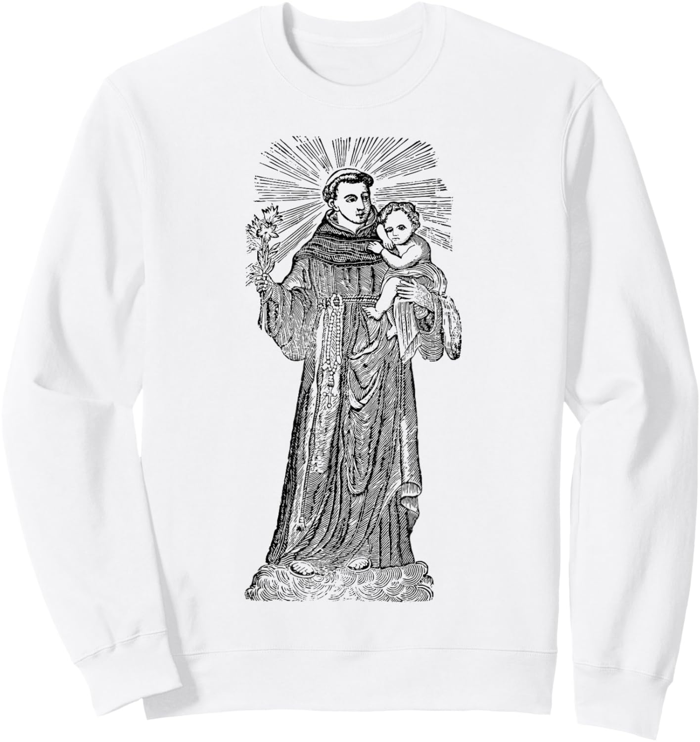 St Anthony of Padua Baby Jesus Vintage Catholic Patron Saint Sweatshirt - Sweatshirt | White