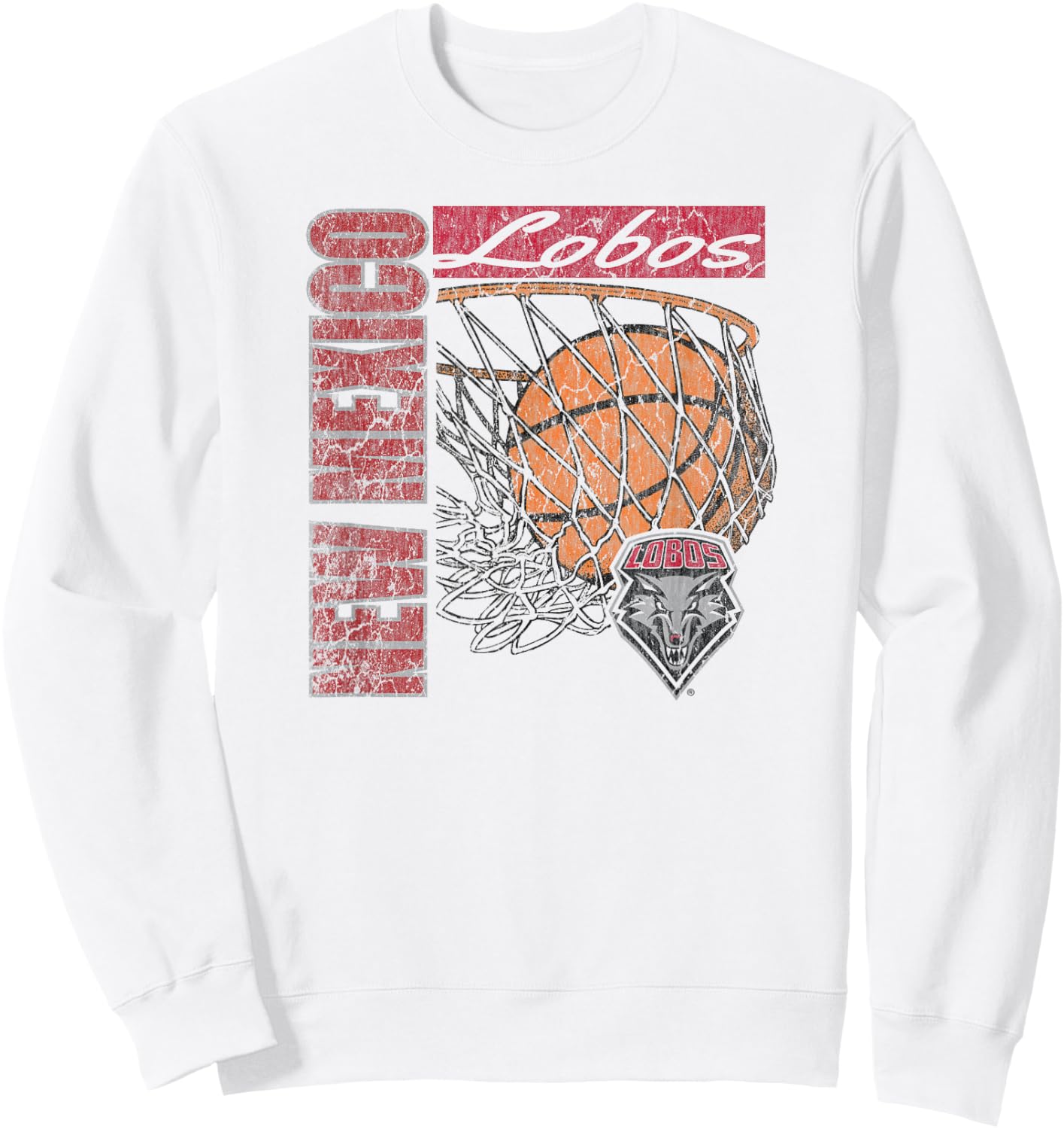 New Mexico Lobos Vintage Basketball 90's White Sweatshirt - Sweatshirt | White