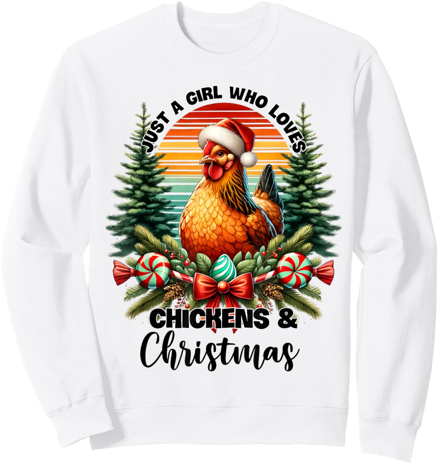 Just a girl who loves Christmas and chickens Sweatshirt - Sweatshirt | White