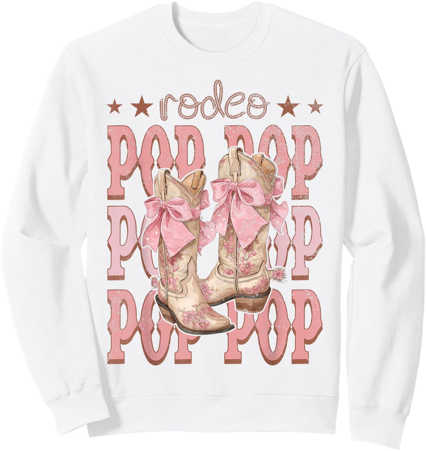 Rodeo Pop Pop Pink Boots Coquette Cow-Girl Birthday Party Sweatshirt - Sweatshirt | White