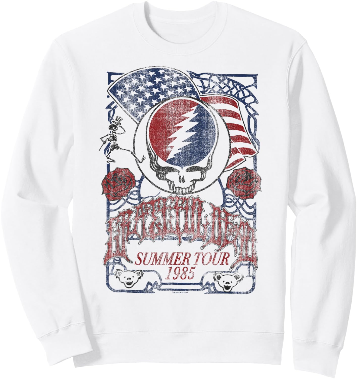 Grateful Dead Americana Summer '85 Tour Vintage Band Sweatshirt - Sweatshirt | White