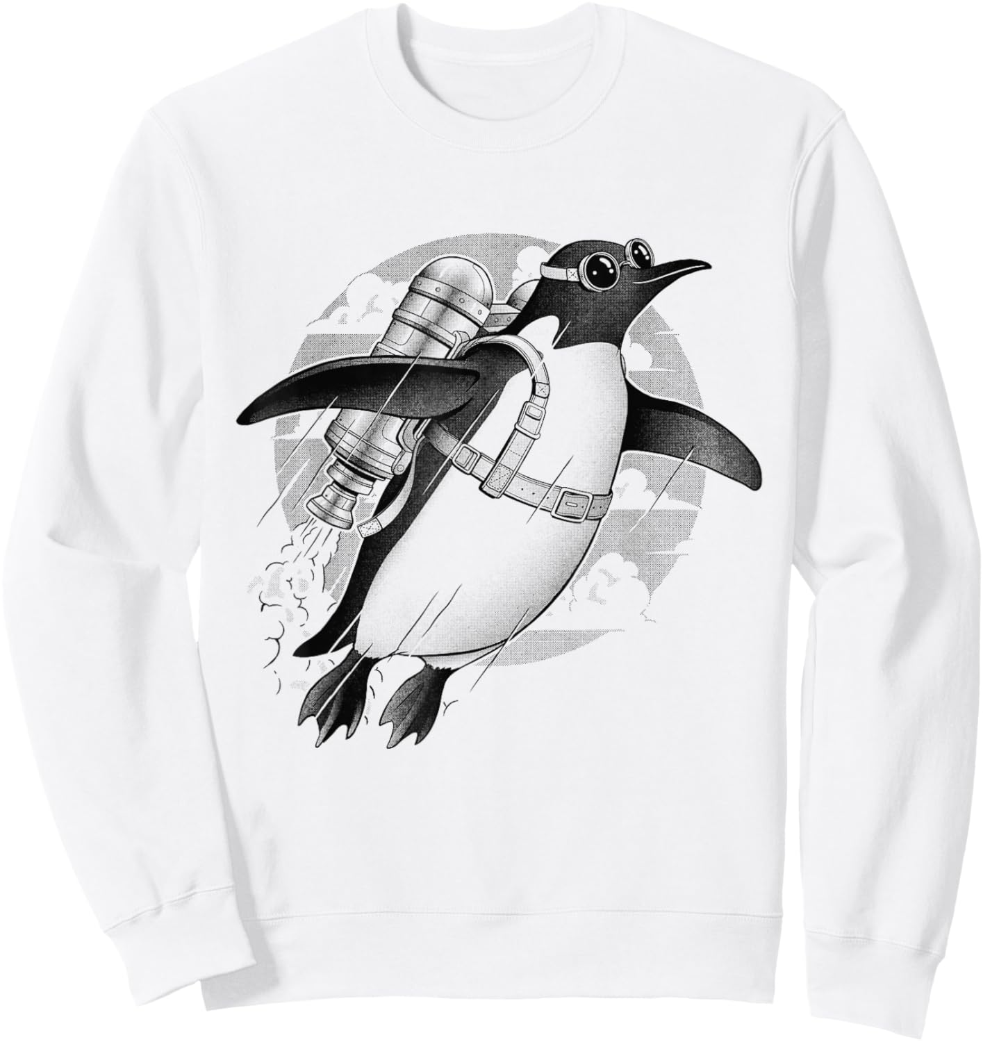 Funny Flying Penguin Jetpack | Cute Animal | Penguin Lovers Sweatshirt - Sweatshirt | White