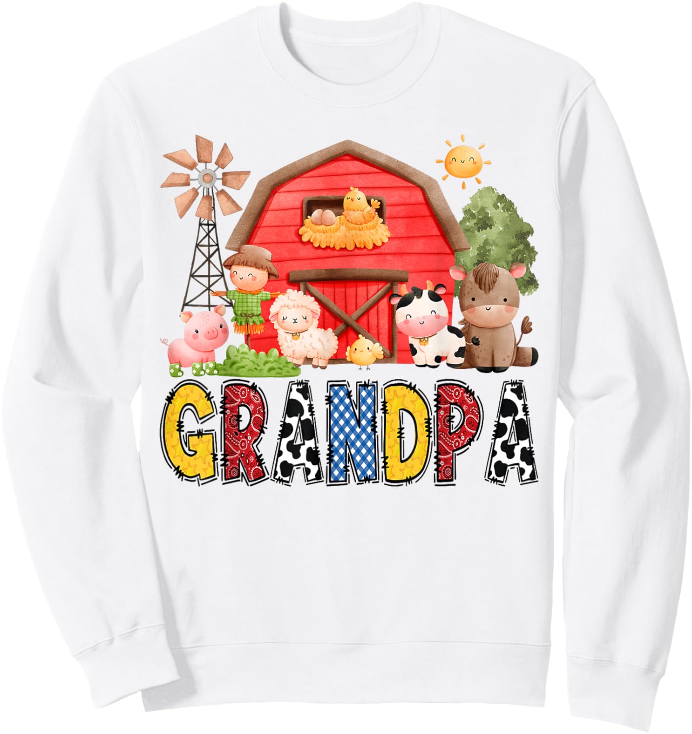 Grandpa Farm Cow Birthday Boy Matching Family Matching Sweatshirt - Sweatshirt | White
