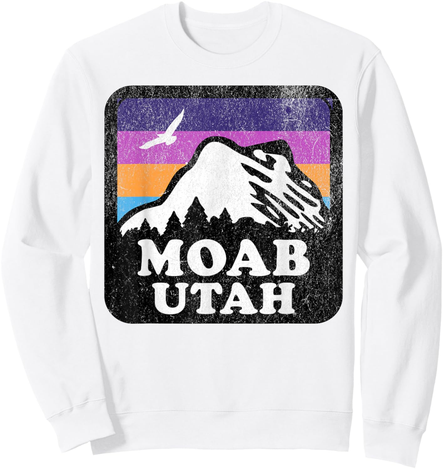 Moab Utah USA Outdoor Vintage , -Adults & Kids, Blue, Small, Short Sleeve Sweatshirt - Sweatshirt | White
