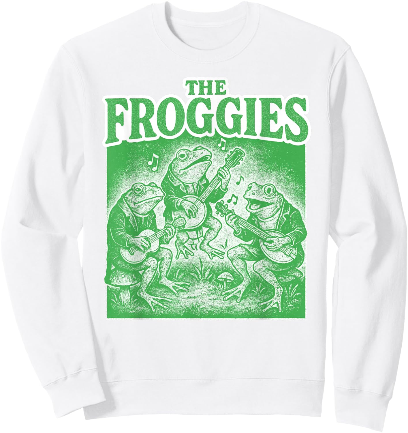 The Froggies Frog Band Art - Vintage Musical Frogs Sweatshirt - Sweatshirt | White