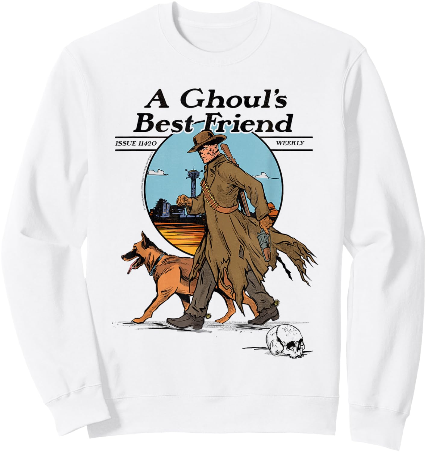Fallout A Ghoul's Best Friend Illustrated Magazine Cover TV Sweatshirt - Sweatshirt | White
