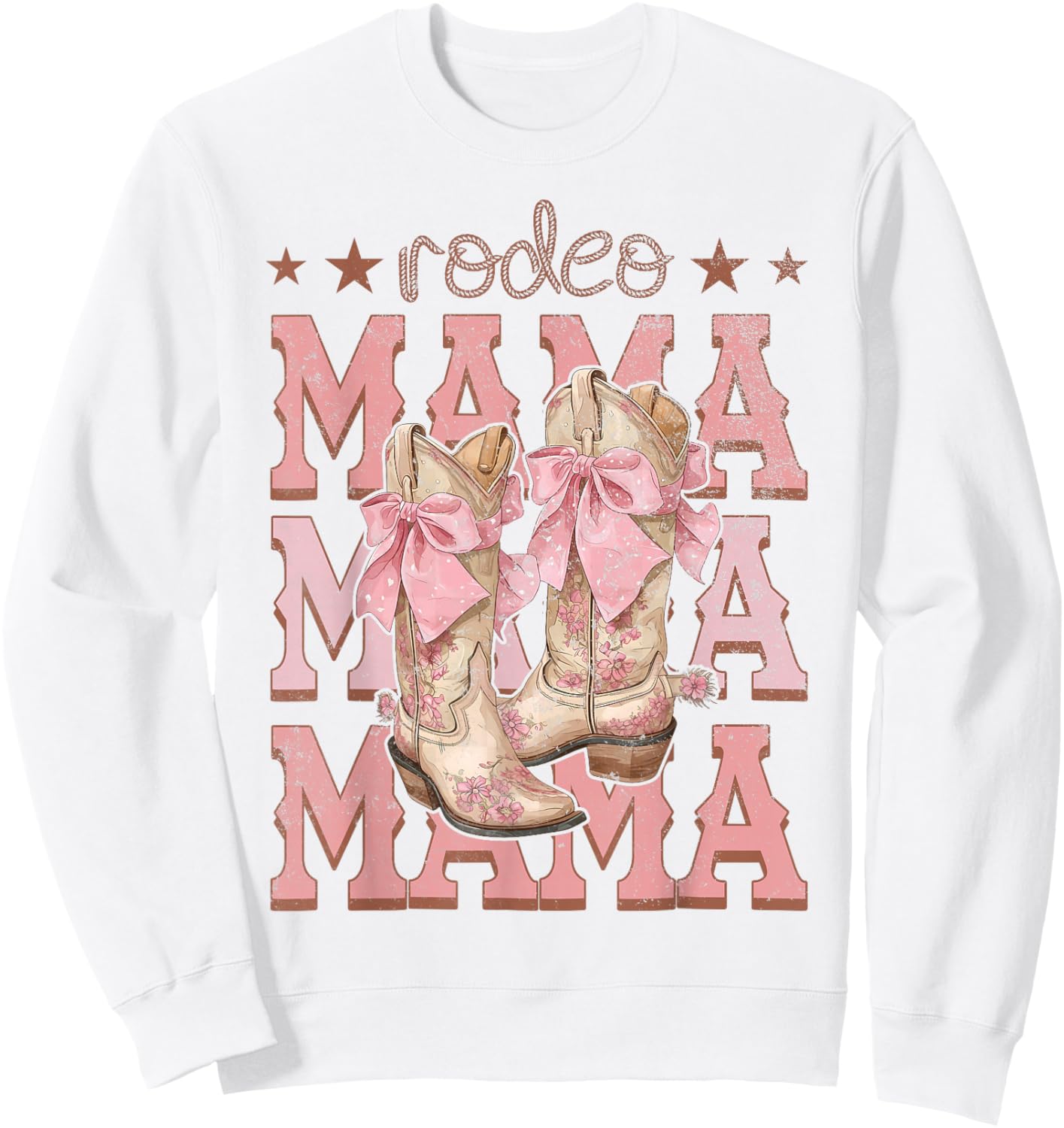 Rodeo Mama Pink Boots Coquette Cow-Girl Birthday Party Sweatshirt - Sweatshirt | White