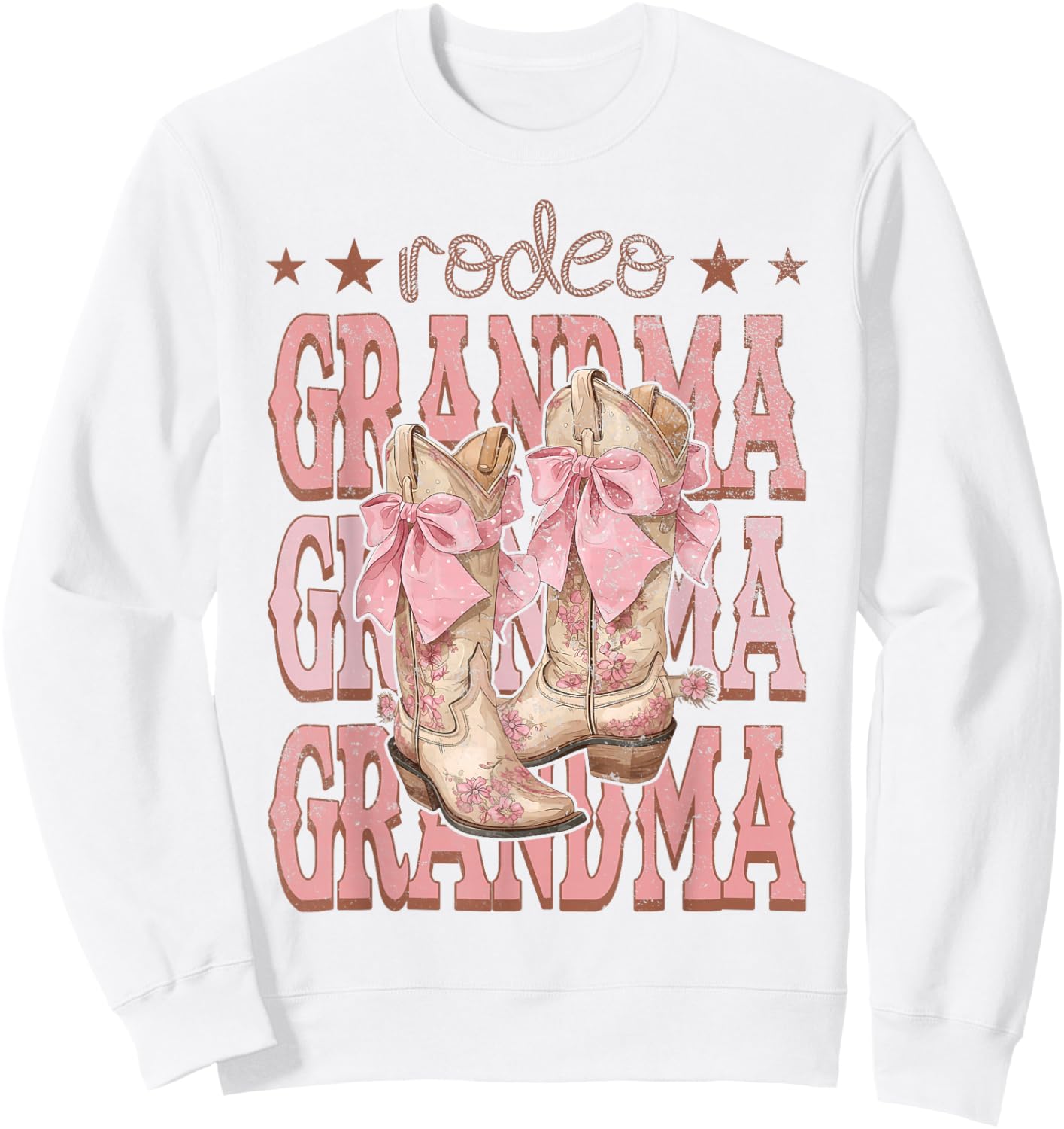 Rodeo Grandma Pink Boots Coquette Cow-Girl Birthday Party Sweatshirt - Sweatshirt | White