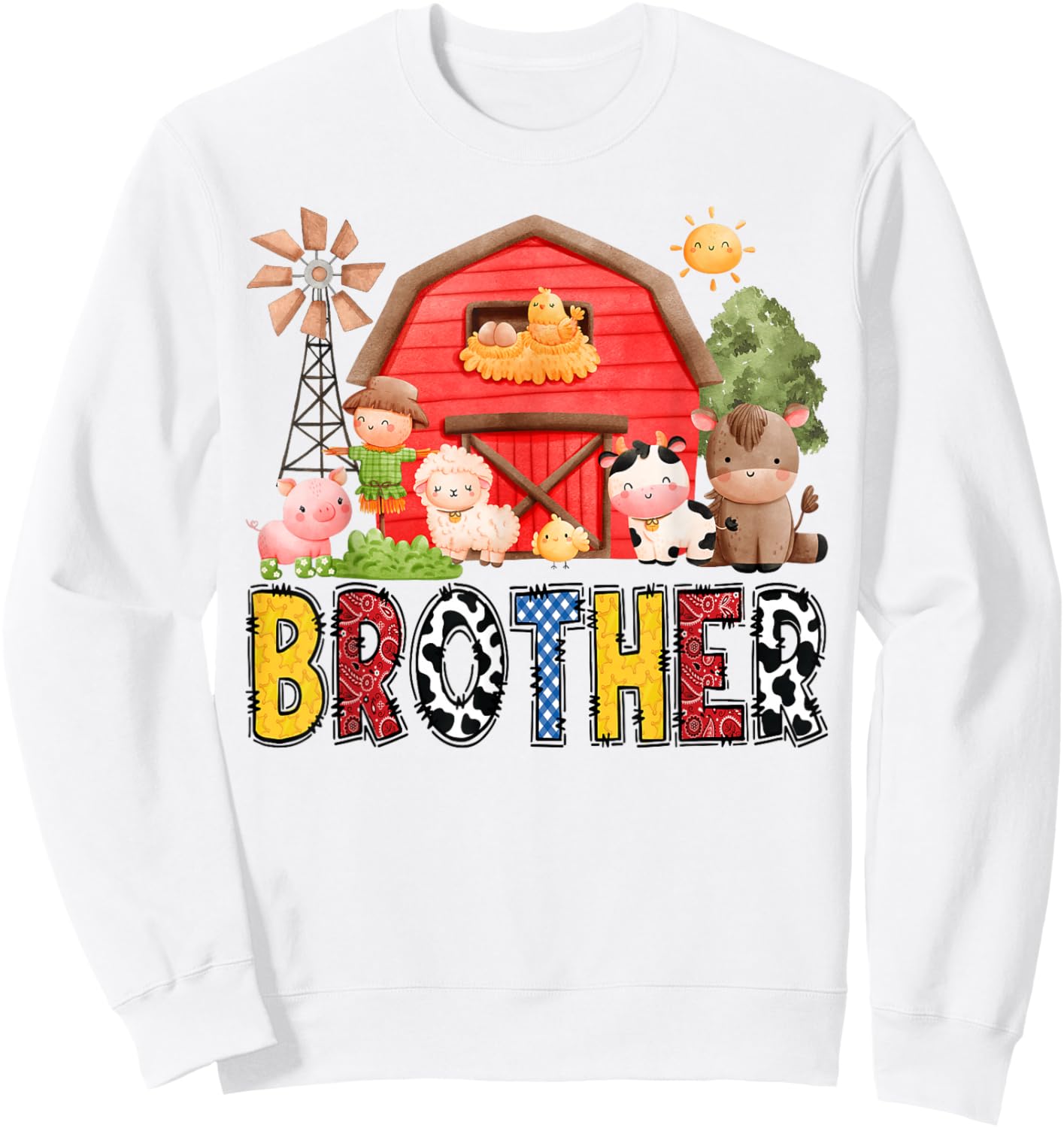 Brother Farm Cow Birthday Boy Matching Family Matching Sweatshirt - Sweatshirt | White