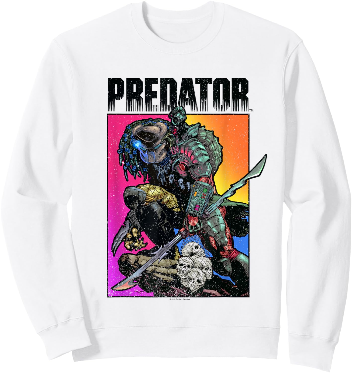 Predator Ready To Hunt Big Chest Iconic Retro Poster Sweatshirt - Sweatshirt | White