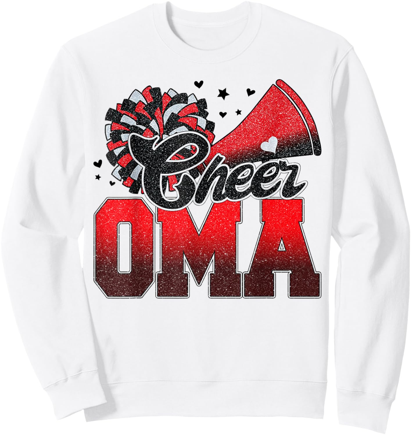 Cheer Oma Cheer Leader Gift Biggest Fan Black Red Pom Pom Sweatshirt - Sweatshirt | White
