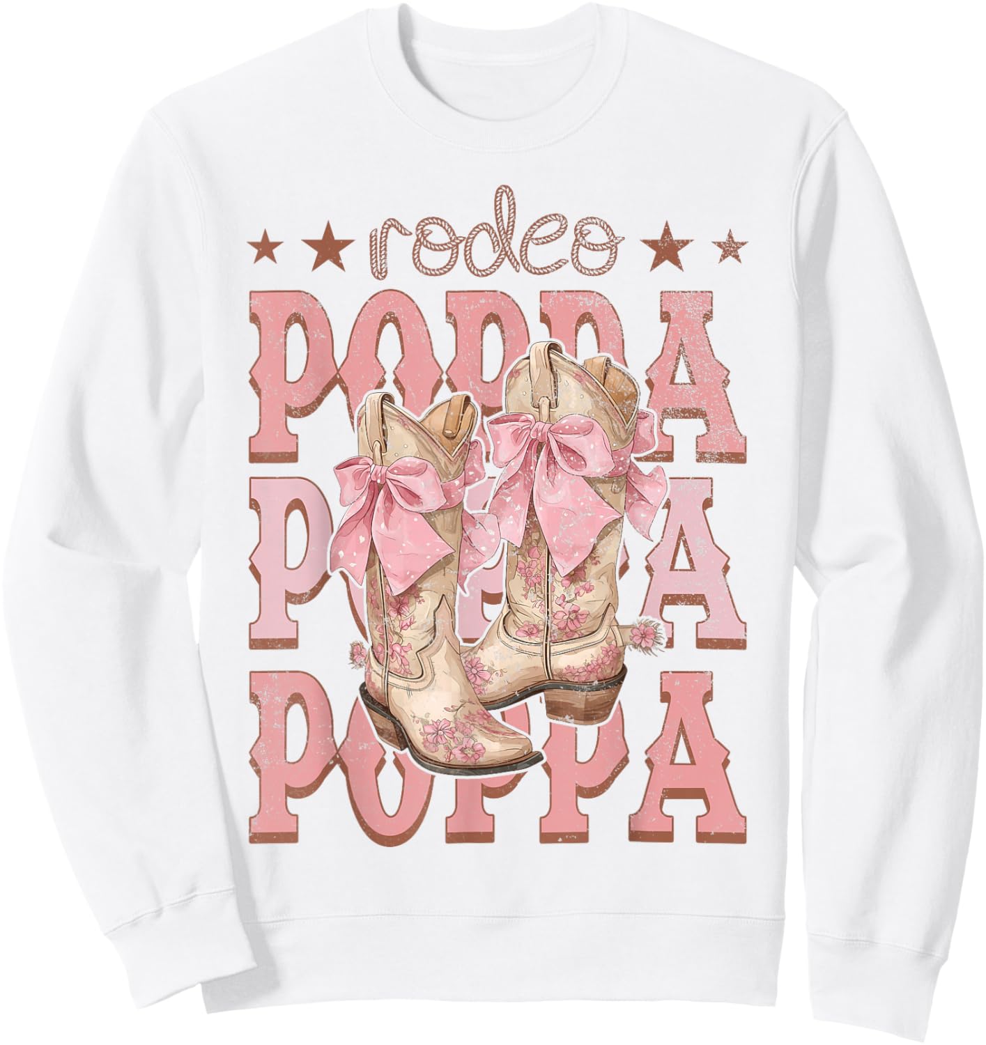 Rodeo Poppa Pink Boots Coquette Cow-Girl Birthday Party Sweatshirt - Sweatshirt | White