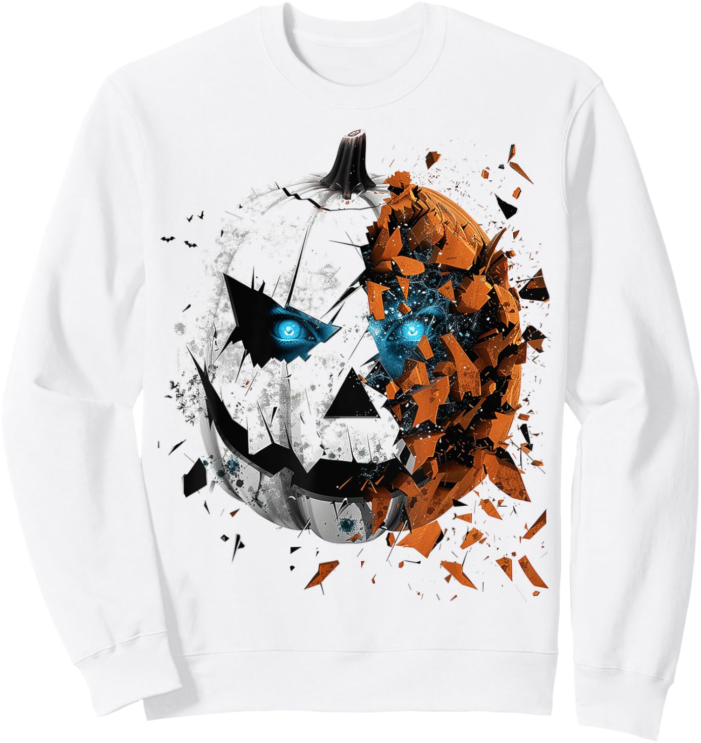 Pumpkin Costume Halloween Spooky Art Pumpkin Sweatshirt - Sweatshirt | White
