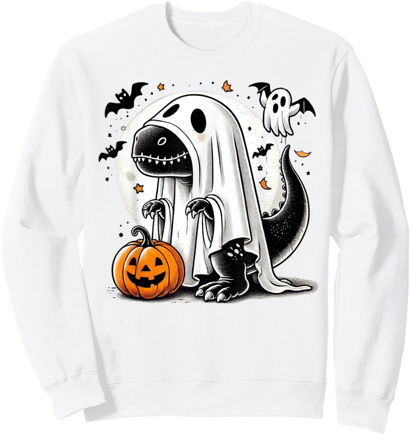 Funny T-Rex Ghost Dinosaur Halloween Costume Tyrannosaurus Sweatshirt - Sweatshirt | White