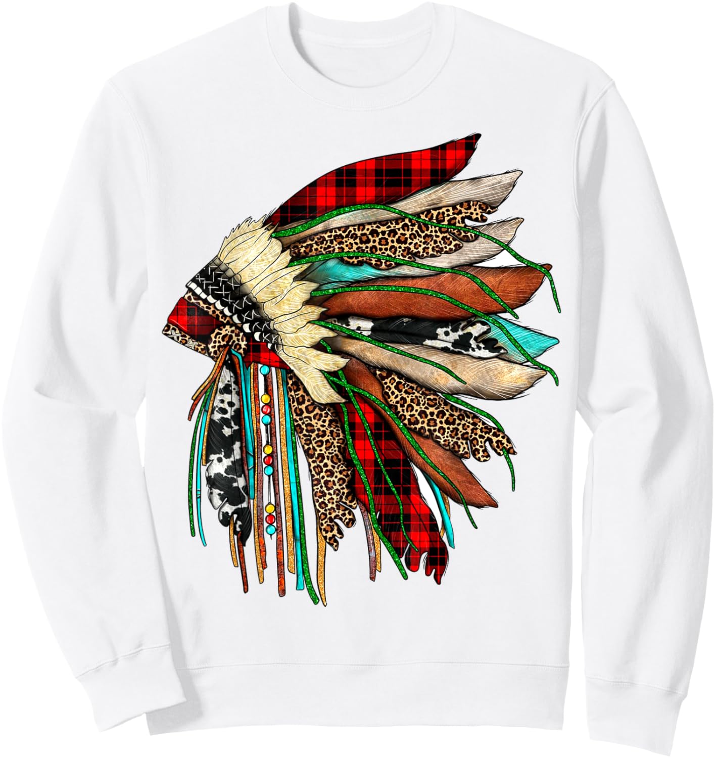 Headdress Native Indian Warrior Chief Vintage Design Sweatshirt - Sweatshirt | White