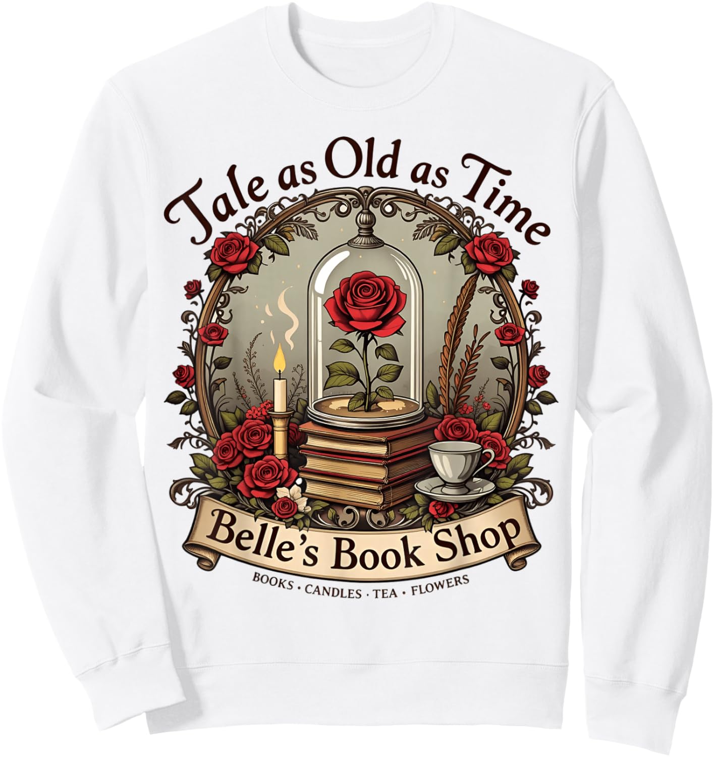 Tale As Old As Time Belle's Book Shop Book Coffee Book Sweatshirt - Sweatshirt | White