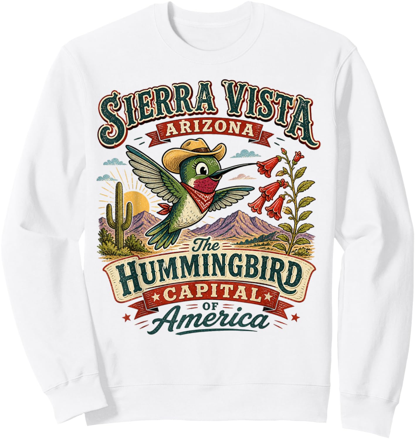 Sierra Vista, Arizona - Hummingbird Capital - Vintage Logo Sweatshirt - Sweatshirt | White