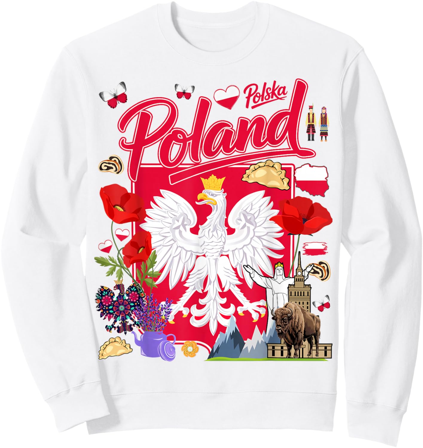 Polska Polish Flag Outfit Idea for Kids Poland Folk Themed Sweatshirt - Sweatshirt | White
