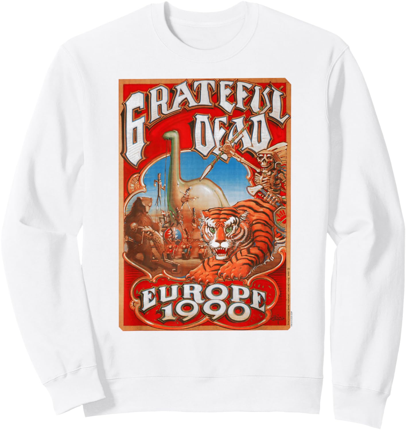 Grateful Dead Europe 1990 Poster Vintage Band Sweatshirt - Sweatshirt | White