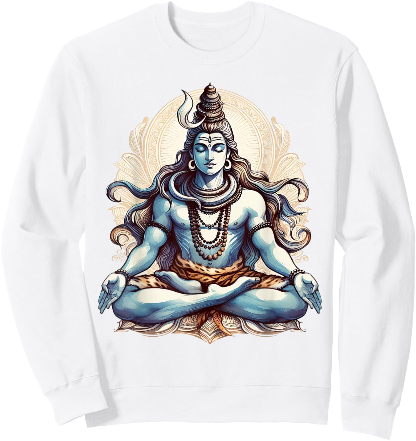Lord Shiva Meditation Deity Hindu Mythology Religious Sweatshirt - Sweatshirt | White