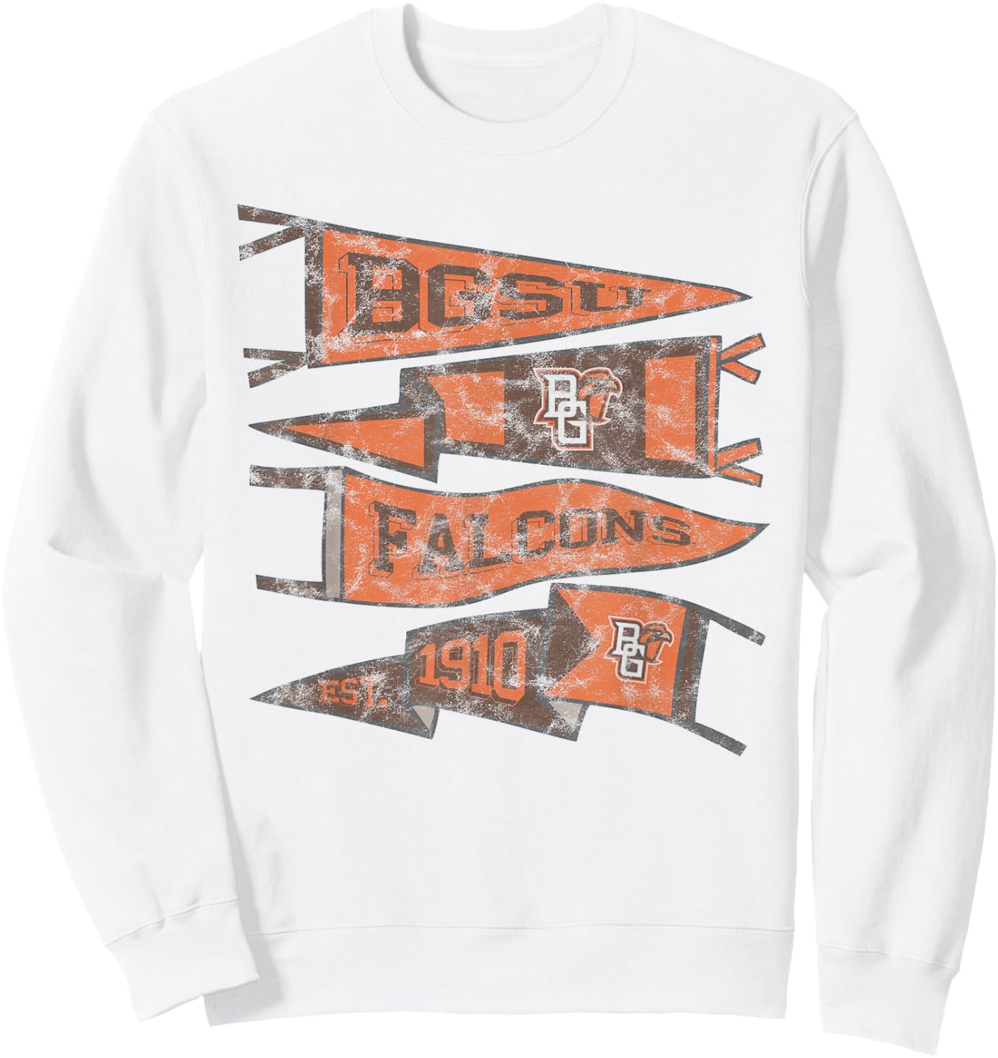 Bowling Green BGSU Falcons Distressed Pennants Sweatshirt - Sweatshirt | White