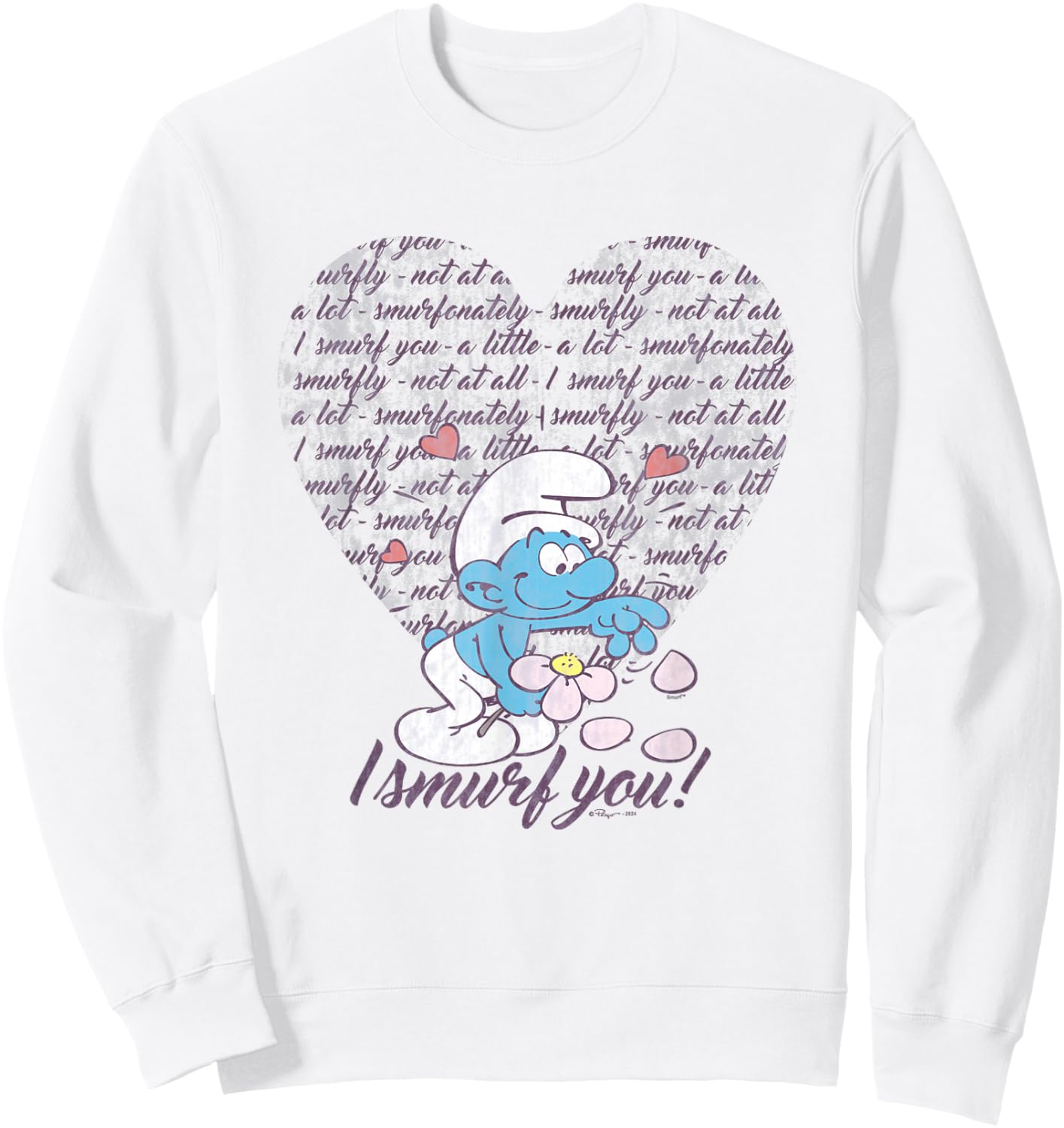 The Smurfs Valentine's Day I Smurf You! Vintage Heart Logo Sweatshirt - Sweatshirt | White