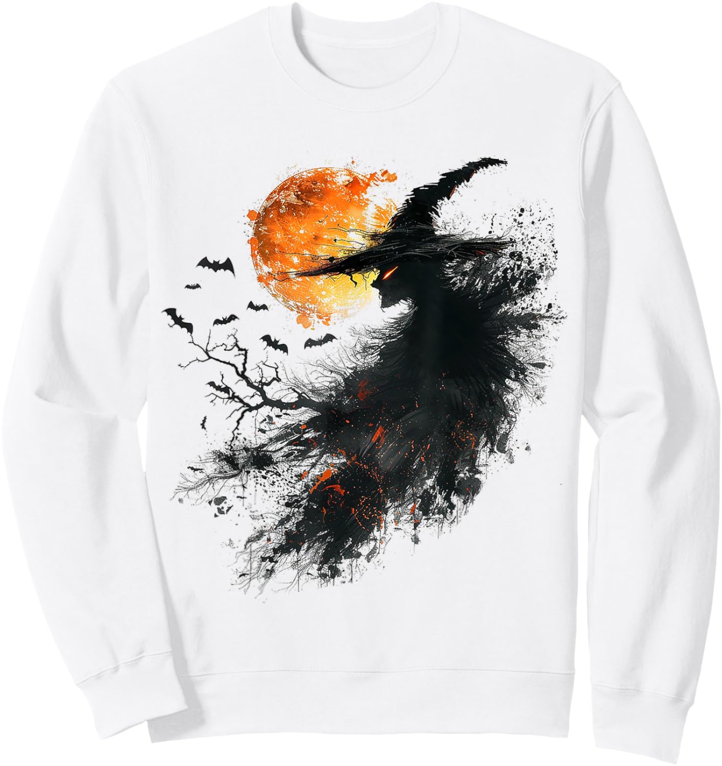 Witch Costume Halloween Graphic Art Witch Sweatshirt - Sweatshirt | White