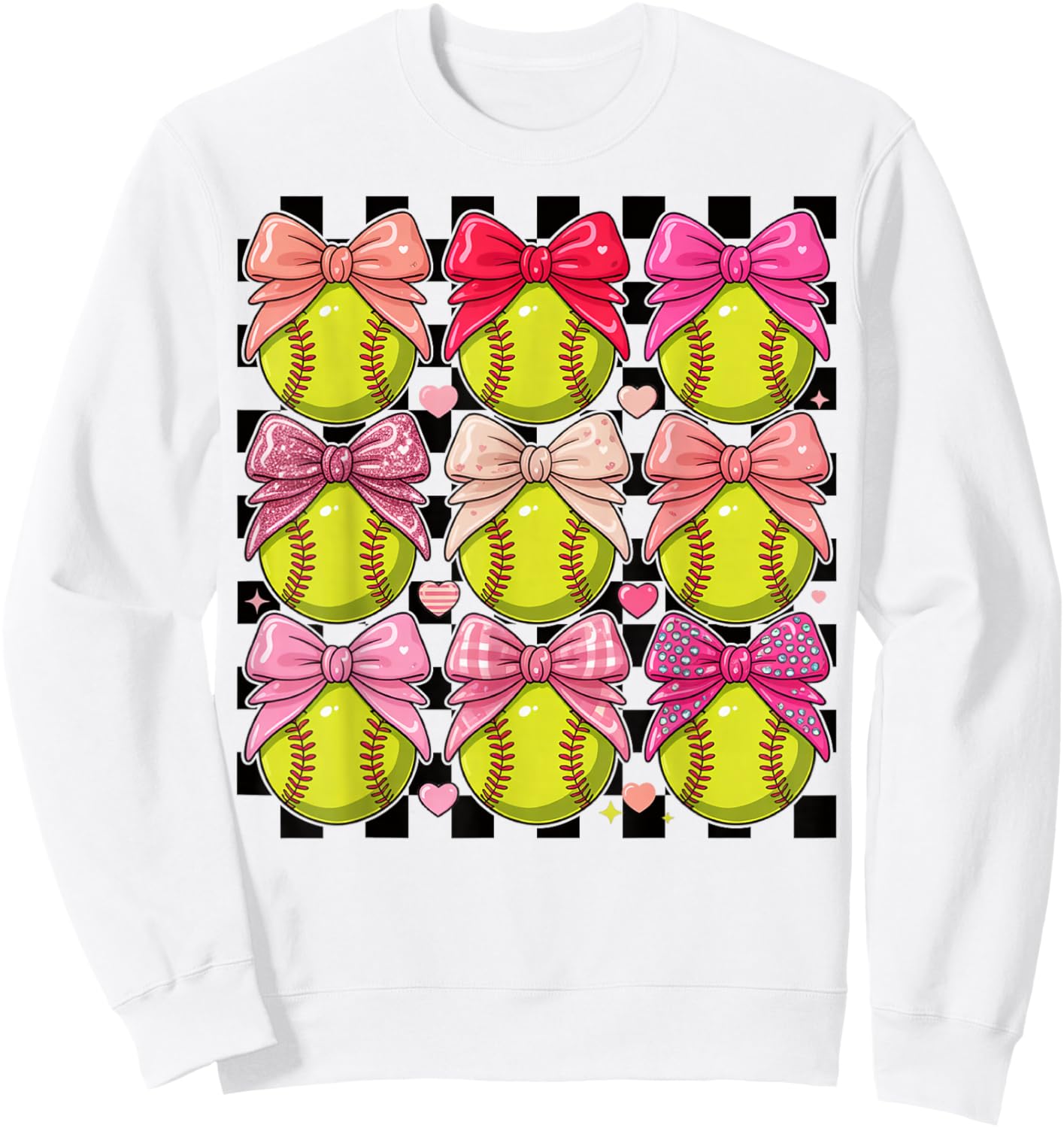 Girls Softball Pink Coquette Bow Softball Vibes Toddler Sweatshirt - Sweatshirt | White