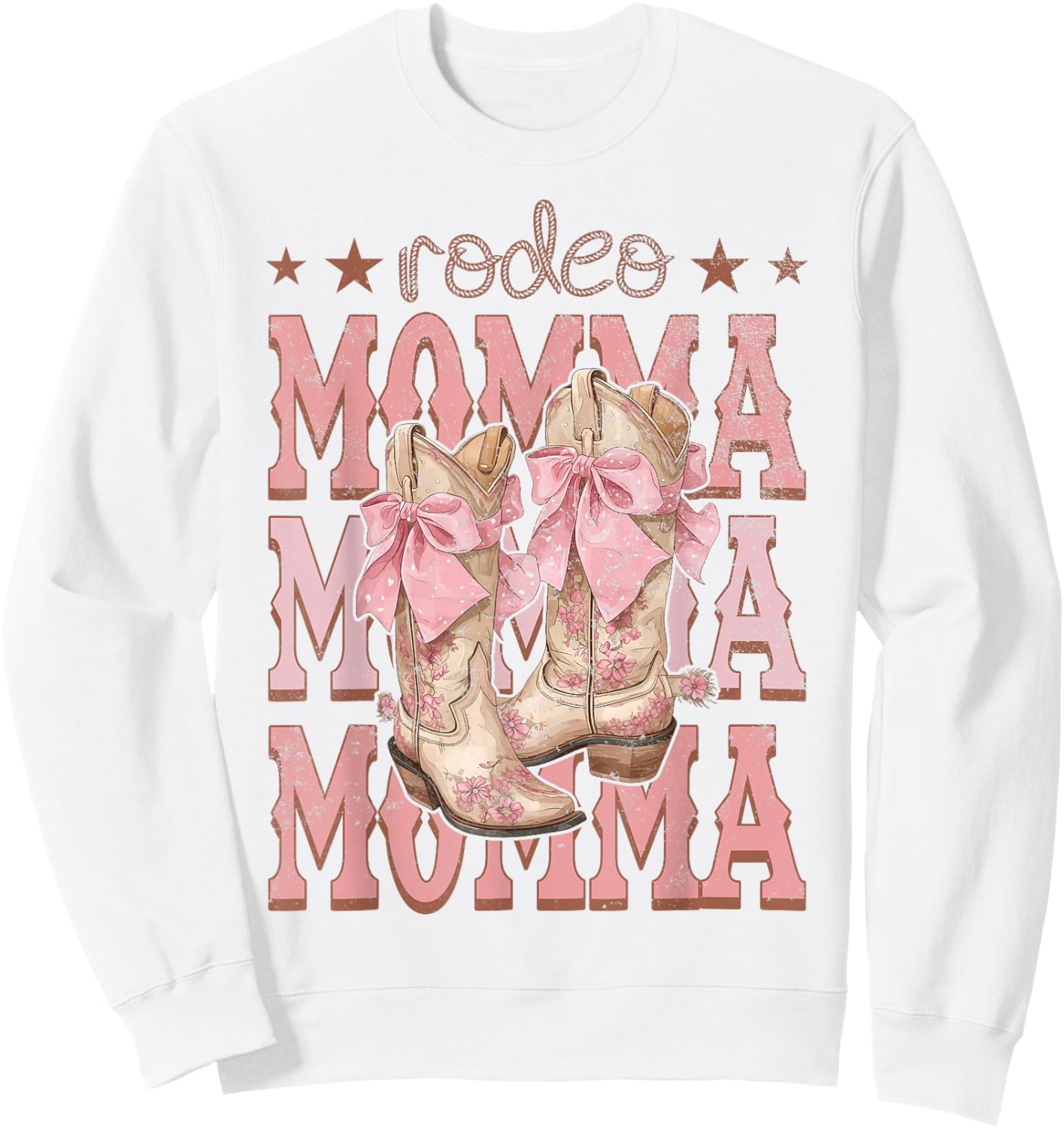 Rodeo Momma Pink Boots Coquette Cow-Girl Birthday Party Sweatshirt - Sweatshirt | White