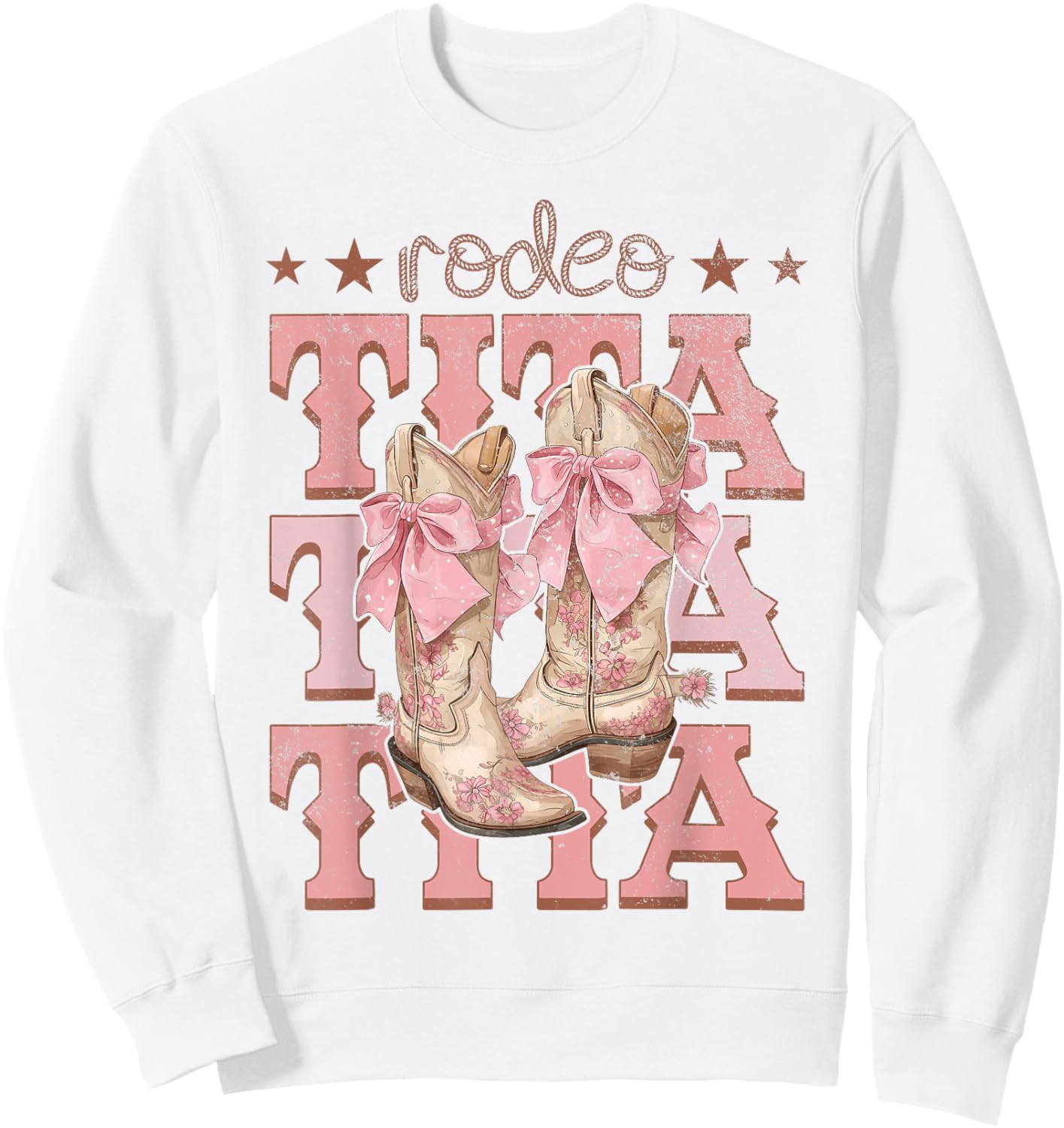 Rodeo Tita Pink Boots Coquette Cow-Girl Birthday Party Sweatshirt - Sweatshirt | White
