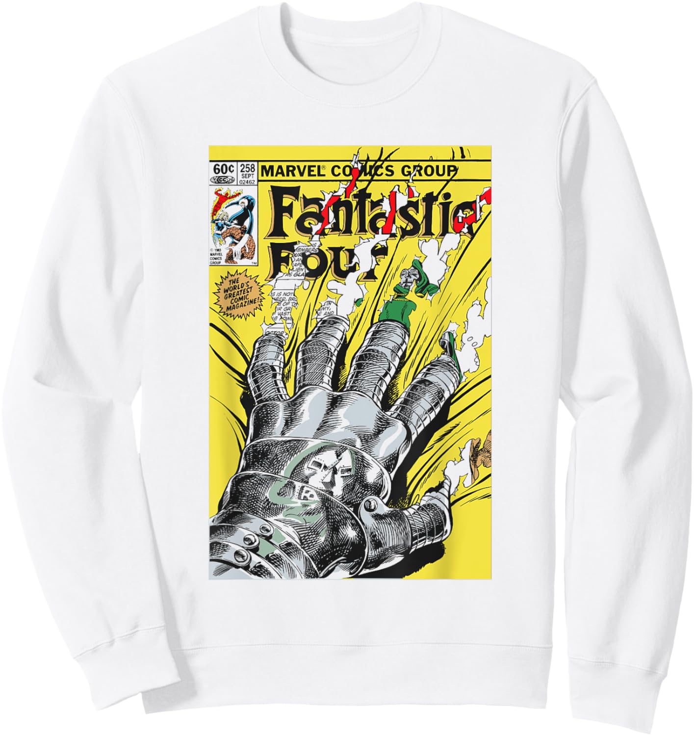 Fantastic Four Comic Dr Doom Hand , White, S Sweatshirt - Sweatshirt | White