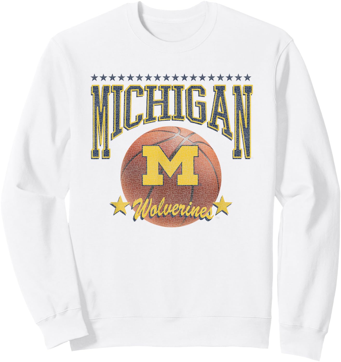 Michigan Wolverines Basketball Vintage Stars Sweatshirt - Sweatshirt | White