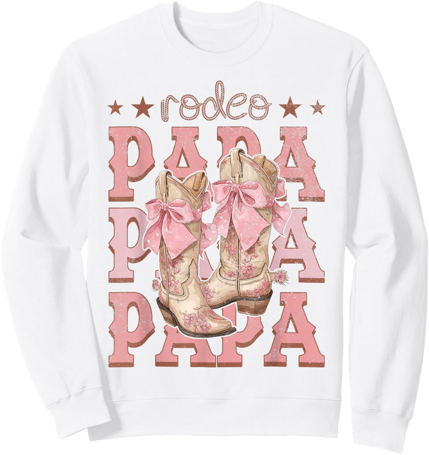 Rodeo Papa Pink Boots Coquette Cow-Girl Birthday Party Sweatshirt - Sweatshirt | White