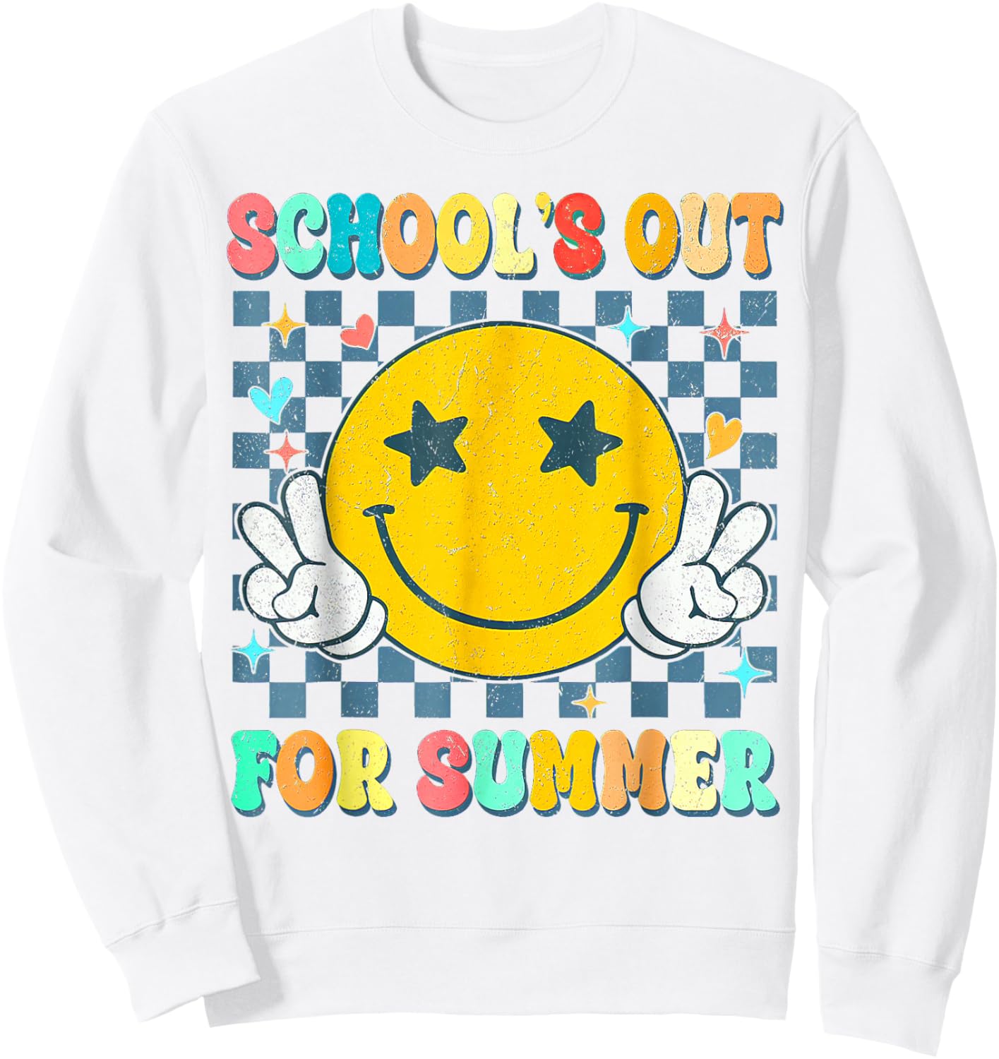 Last Day of School Retro Schools Out for Summer Teacher Sweatshirt - Sweatshirt | White
